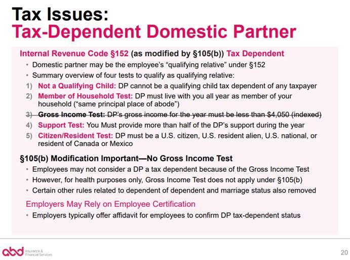 tax dependent domestic partner chart