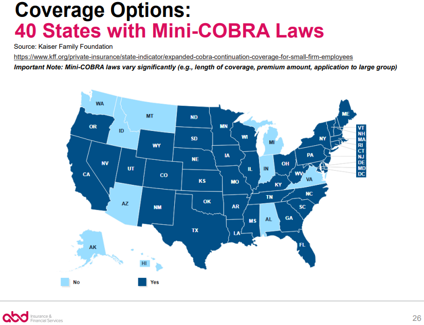40 States with Mini-COBRA Laws